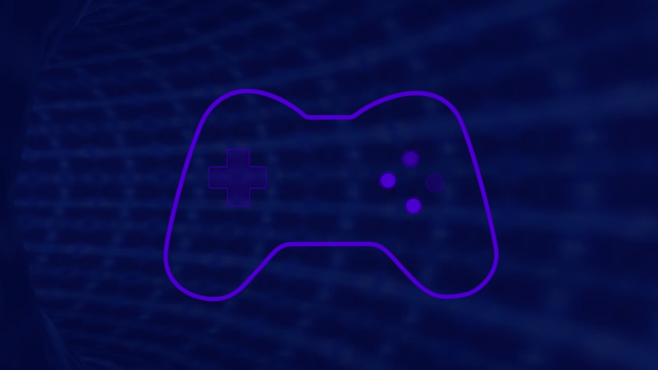 Animation of purple video game logo