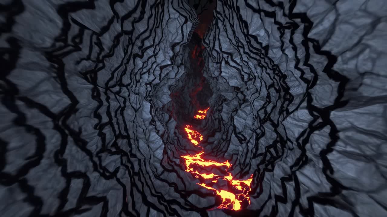 Lava Flowing Through Cave