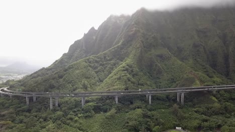 aerial view of the freeway h3 on oahu