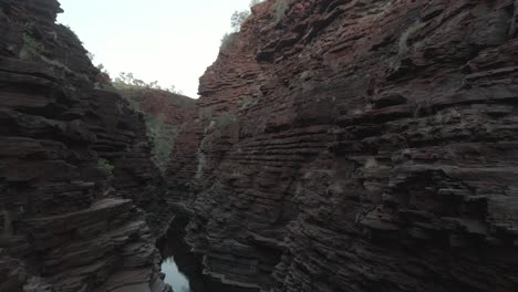 aerial flight between giant walls of karijini national park in western australia