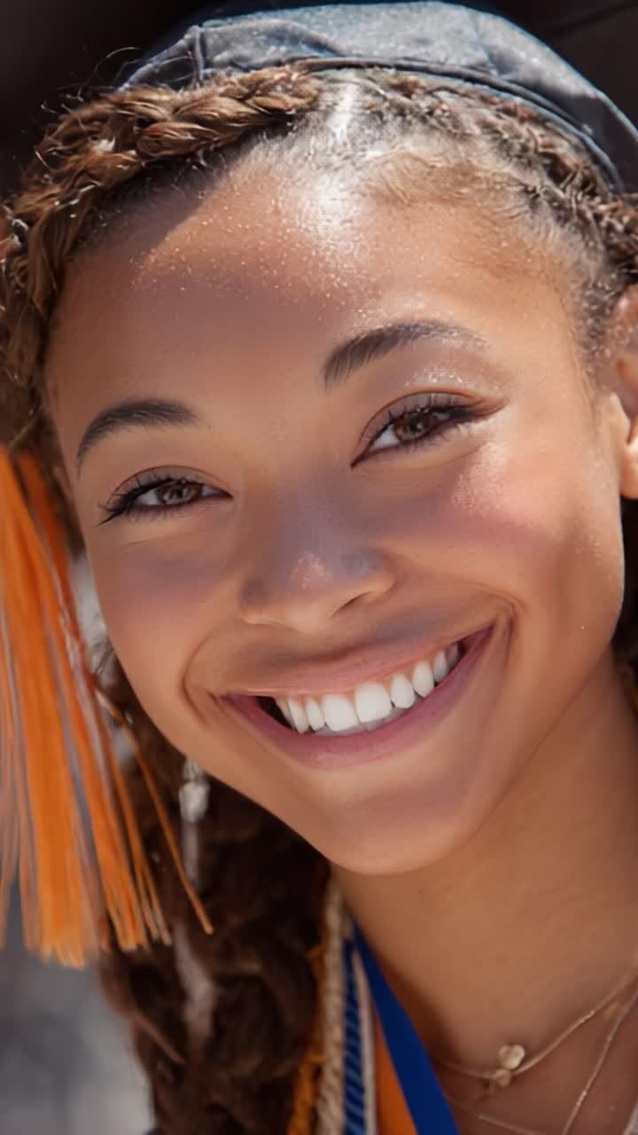 Um sorriso radiante e a alegria da formatura: celebrando a conquista e o sucesso em uma cerimônia de formatura com um formando radiante abraçando novos começos