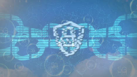 animación de texto 5g con cadena de seguridad en línea y candado