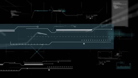 animación del procesamiento de datos diversos en pantalla negra