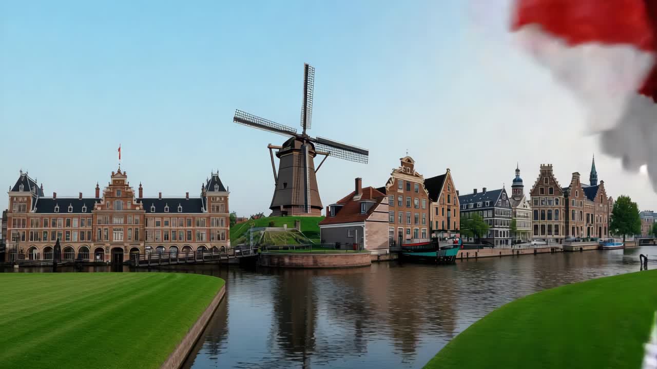Picturesque Netherlands with Windmills and Canals
