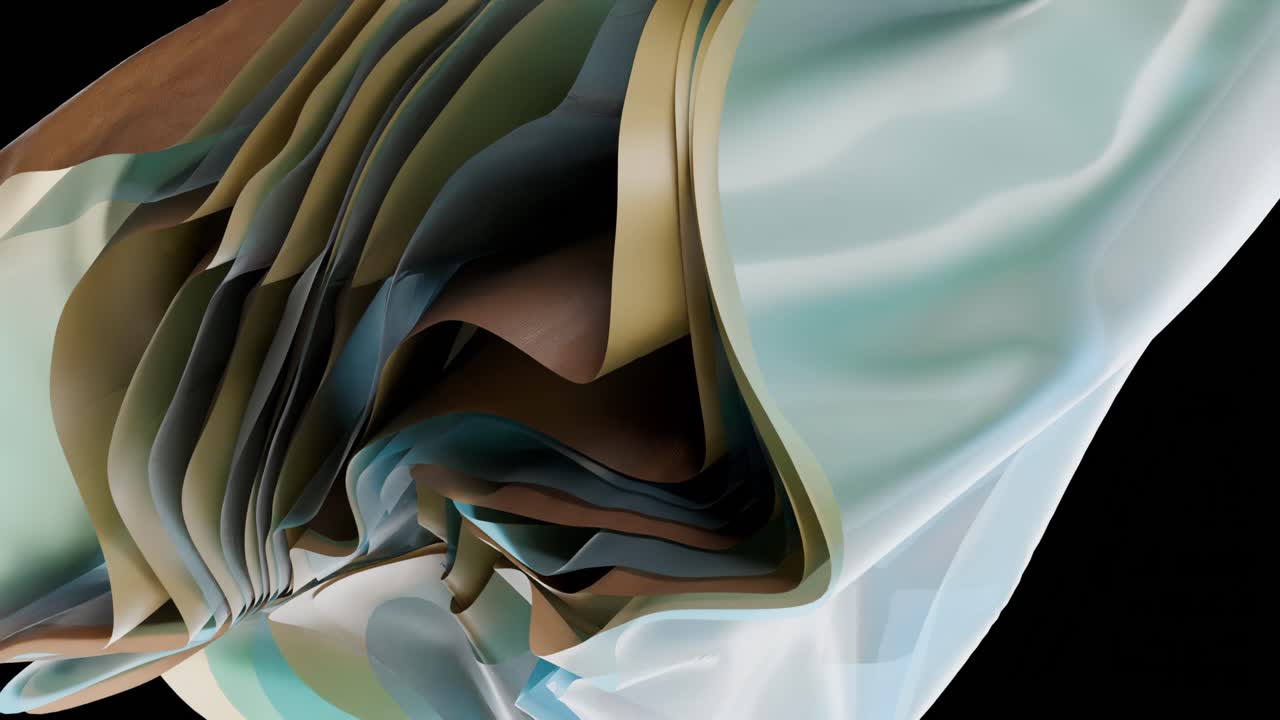 3d 렌더링, 파란색 리본과 함께 추상적인 배경, 파동하는 섬유 층과 함께 패션 배경 검은 배경