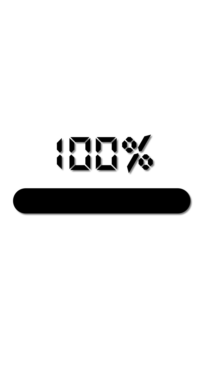Un'animazione fluida di una barra percentuale verticale che progredisce dal 16% al 100% in 8 secondi su uno sfondo bianco.