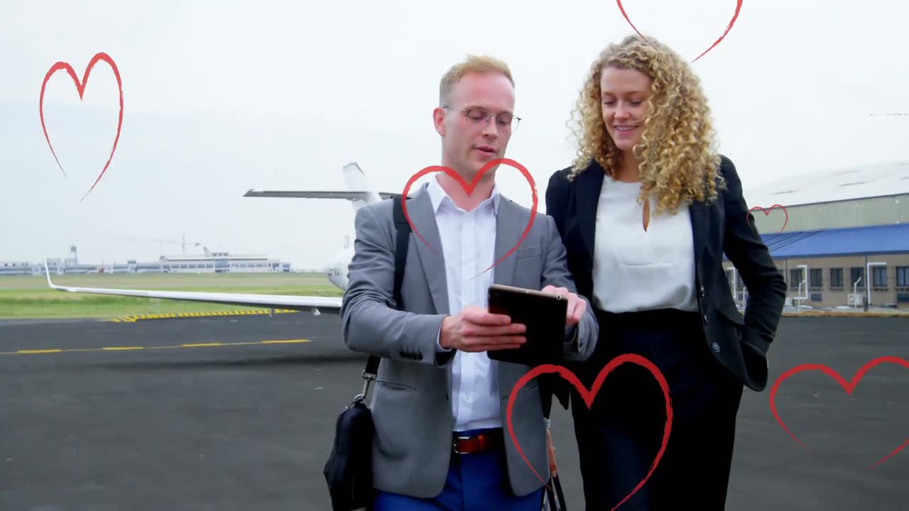 animación del globo de conexiones sobre personas de negocios felices