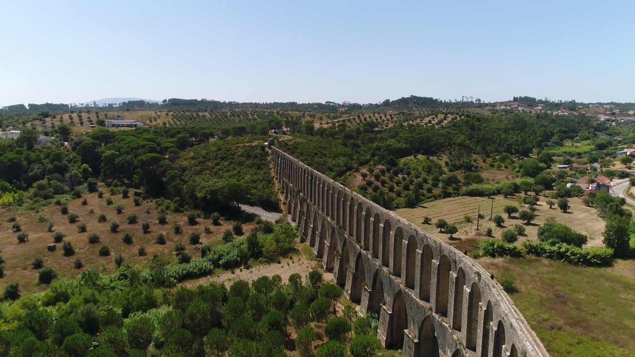 Aqueduct of Peg&otilde;es Tomar Portugal Aerial View