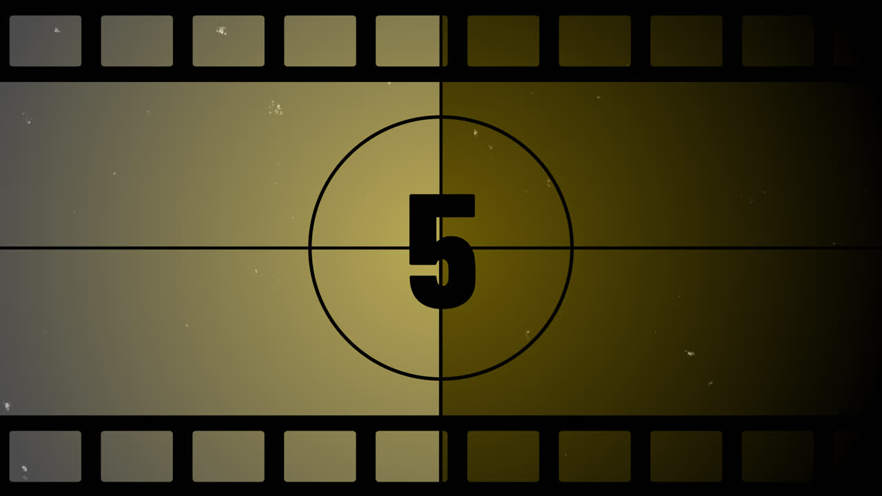 Vintage Film Countdown with Numbers and Old Movie Effects
