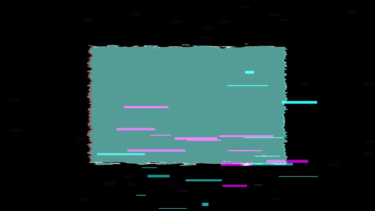 Digital Glitch Effect with Teal Rectangular Frame