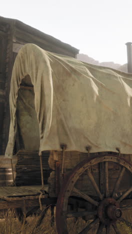 covered wagon in a western town