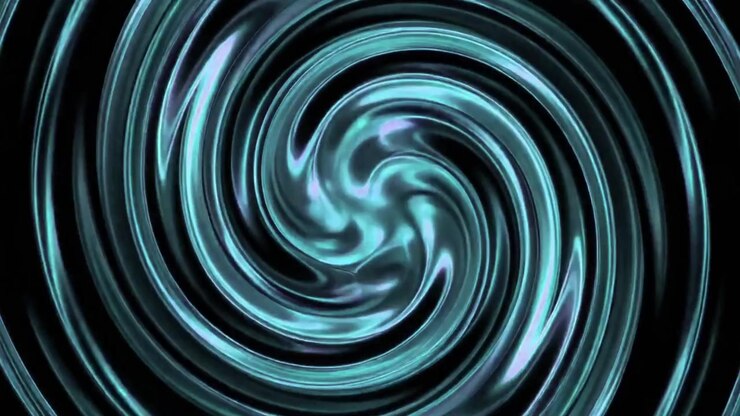 Animazione astratta di vortice ciano luminoso su sfondo nero