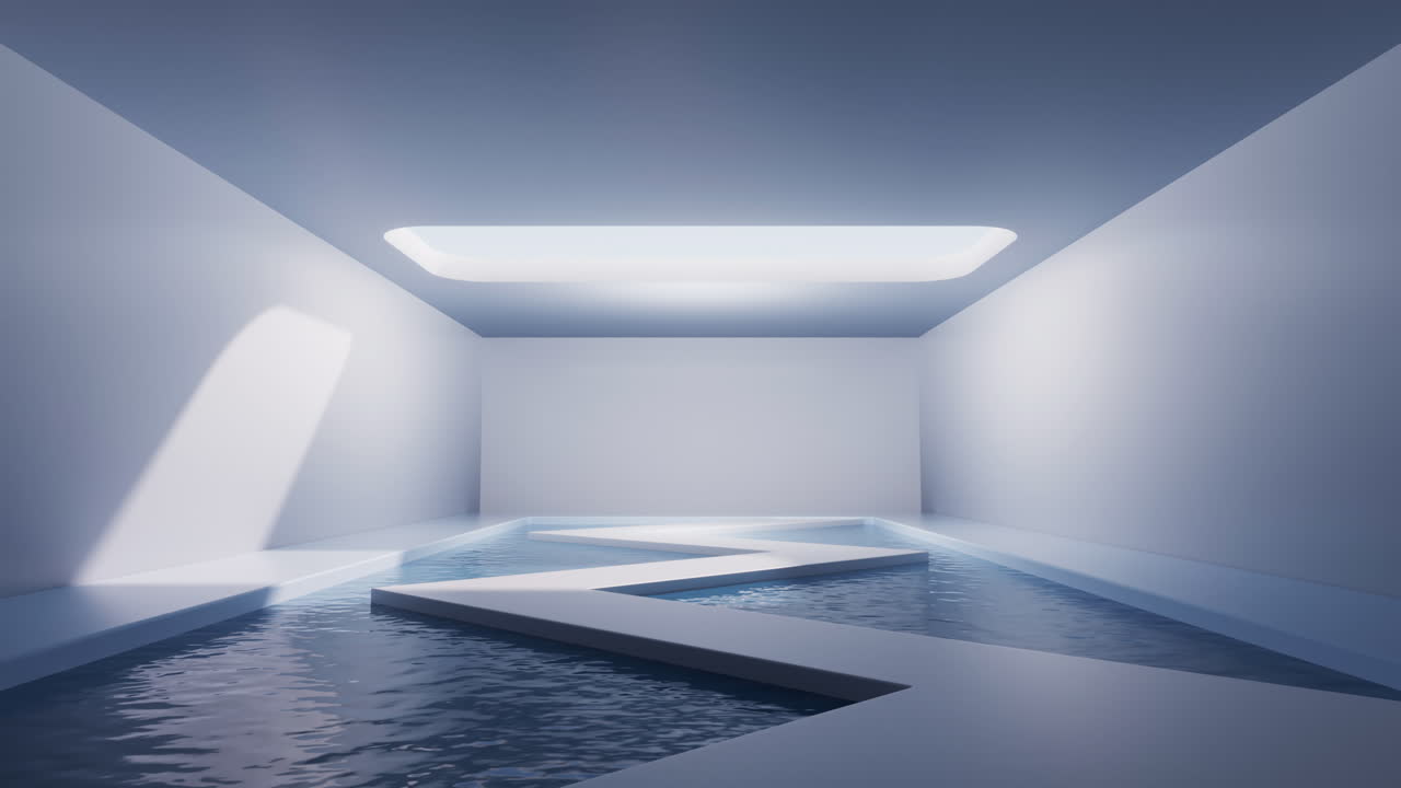 Empty room with water inside, 3d rendering.