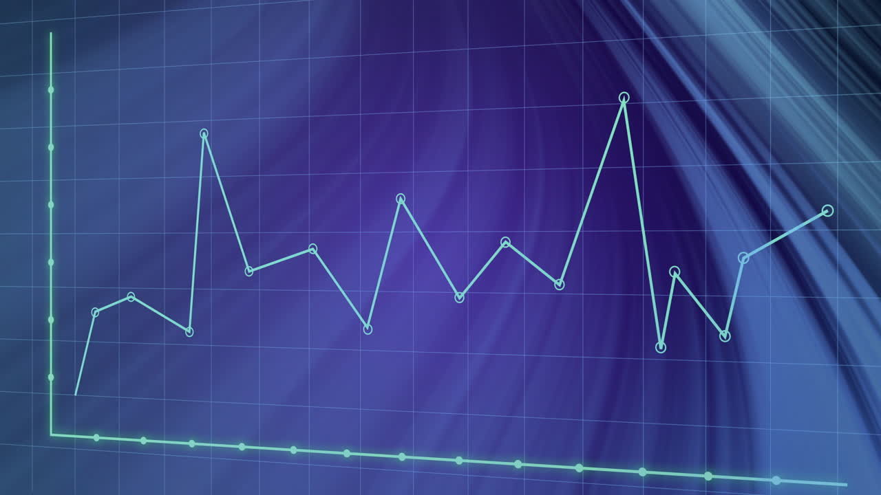 animación del procesamiento de datos financieros sobre un fondo azul