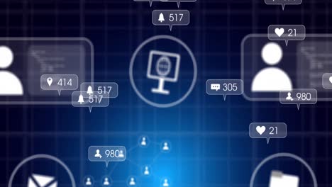 animación de iconos y procesamiento de datos