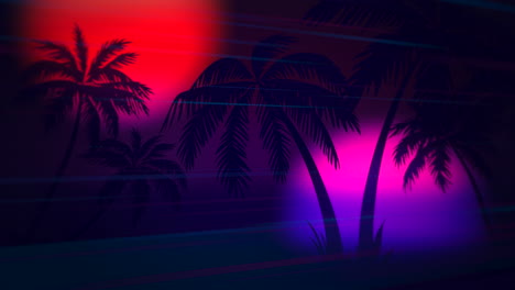 Motion-retro-summer-abstract-background-with-palm-trees-in-night-1