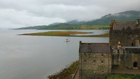 Drone-flyby-of-castle-in-Scotland