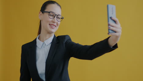businesswoman taking a selfie video call