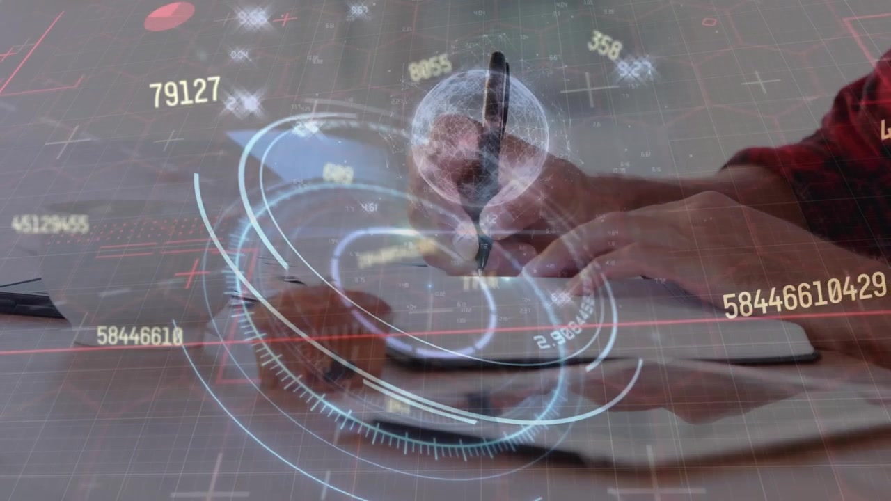 Animation of connections and data processing over schoolgirl learning
