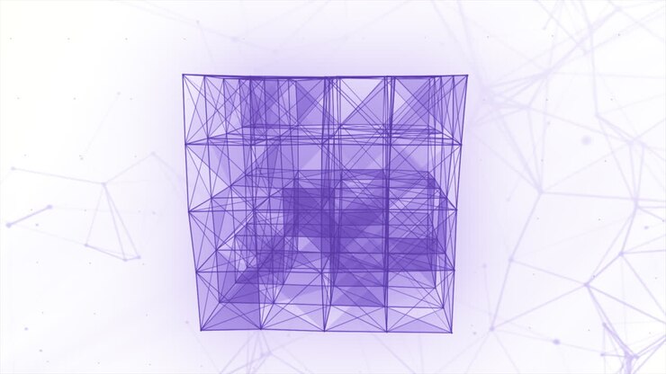 Design Astratto di Cubo Wireframe Viola