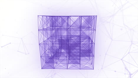 diseño de cubo de marco de alambre púrpura abstracto