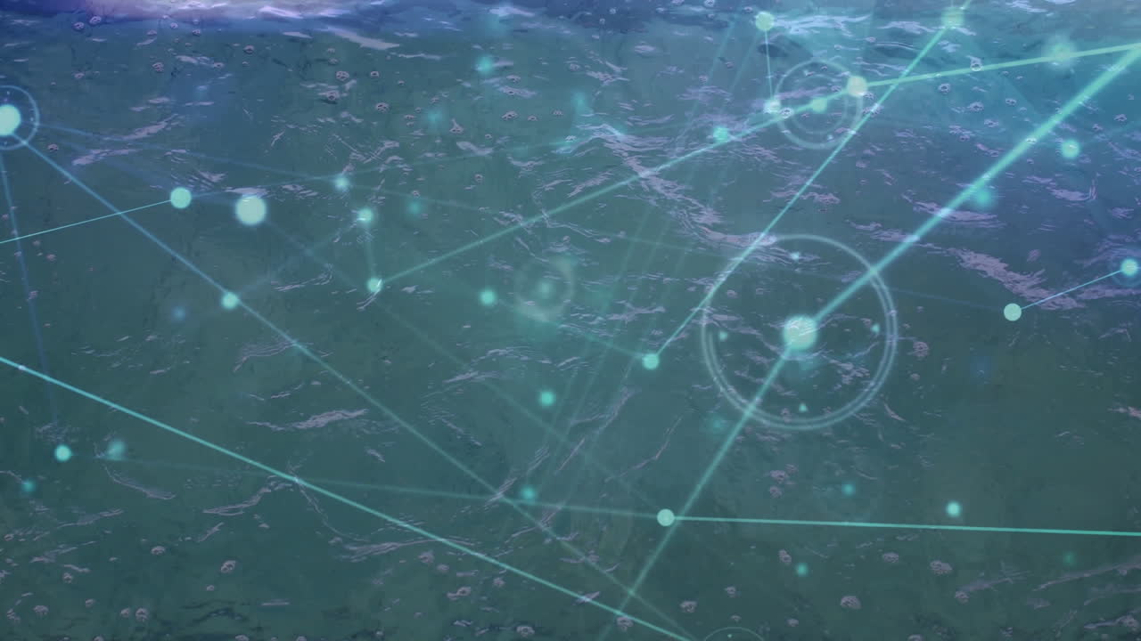 적합한 여성 수영 선수 수영에 대한 연결 네트워크의 애니메이션