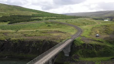 Bridge-in-Iceland-with-drone-video-moving-forward-at-an-angle