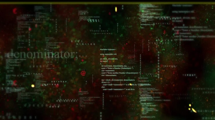 Animation af databehandling og interferens på sort baggrund
