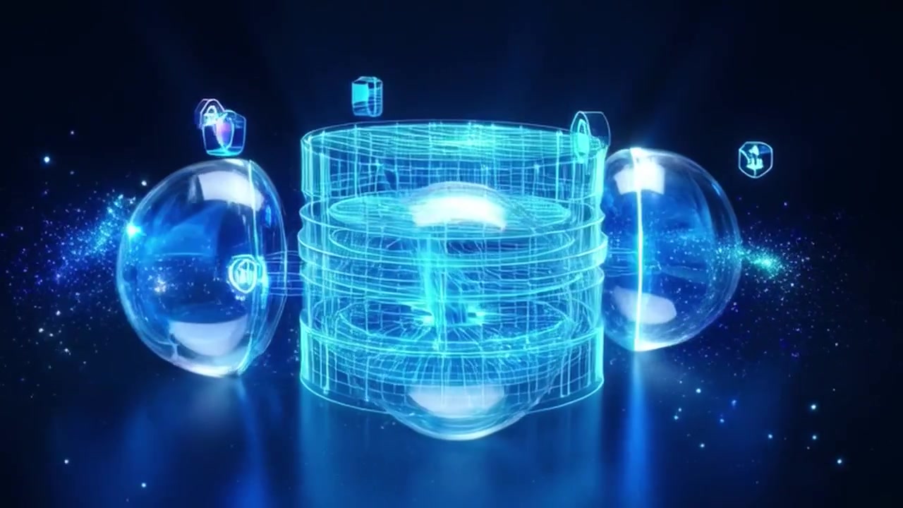 Digital Data Storage and Cybersecurity Concept Animation
