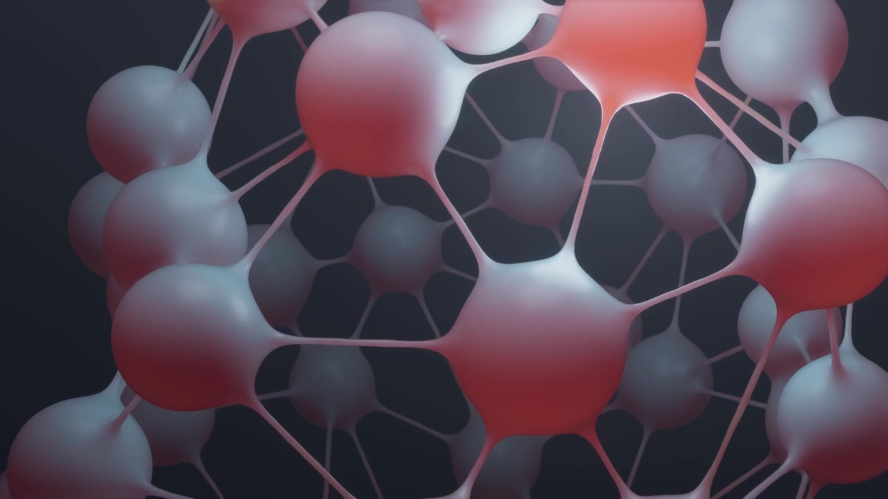 Render 3D di sfere e nodi organici interconnessi astratti