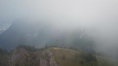 this drone shot is taken from a mountain top in switzerland