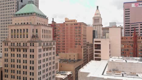 downtown cincinnati skyline drone video aerial view