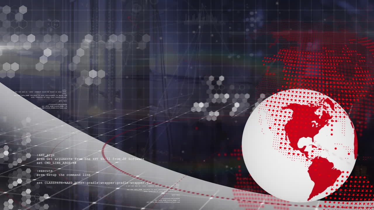 animación del globo y procesamiento de datos a través de servidores informáticos
