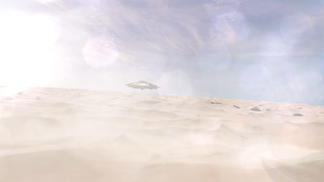 사막 풍경 위의 ufo