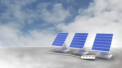 animación de paneles solares con el cielo en el fondo