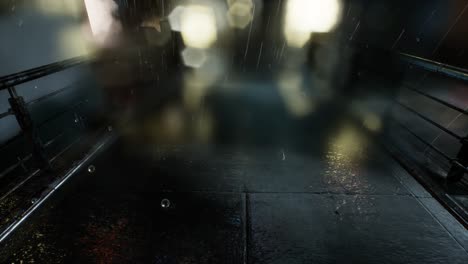 escena urbana en una noche lluviosa