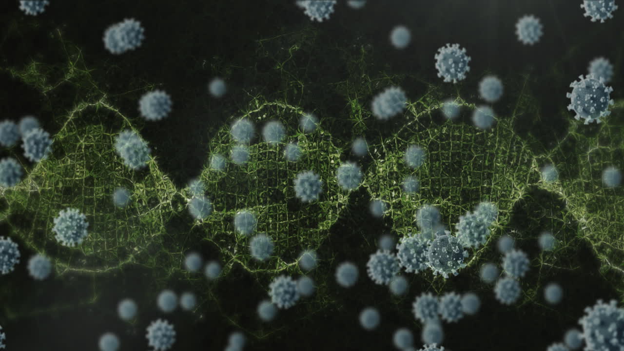 células de covid-19 que se mueven contra un fondo negro