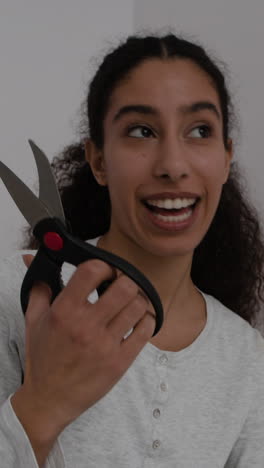 young woman with scissors
