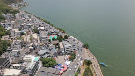 Drone-footage-of-traffic-along-the-iconic-Wen-Bi-village-for-influencers-to-take-photos-at