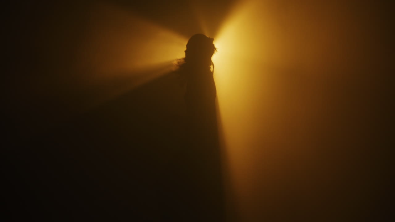Woman Silhouette in Orange Light