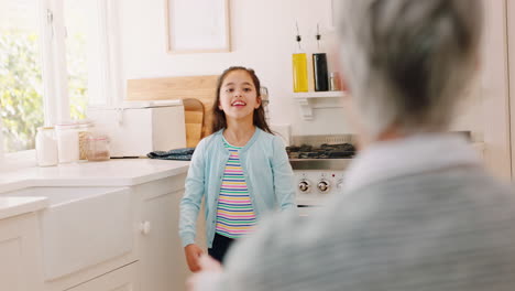 Girl-running-to-hug-grandmother-for-love