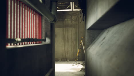 dark concrete corridor in an industrial building with a hint of natural light