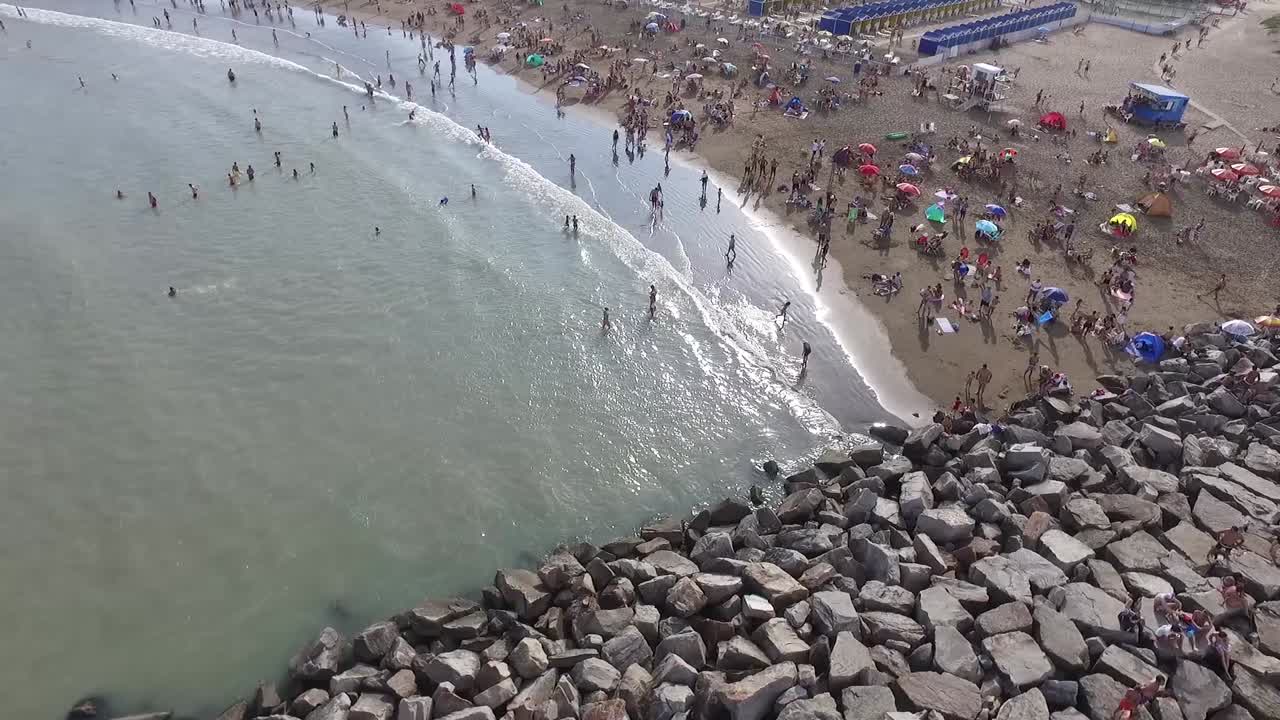 Aerial view of the city and the beaches of Mar del Plata. Buenos Aires, Argentina.