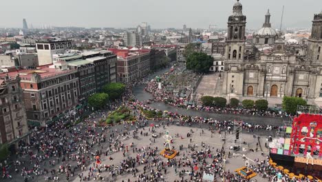 zocalo in mexico city, altars and skeletons for day of the dead