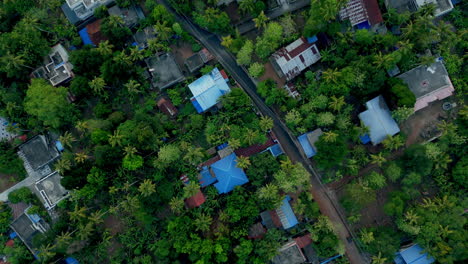 Vista-Por-Drones-De-Las-Villas-Residenciales-Del-Campo-De-Kerala