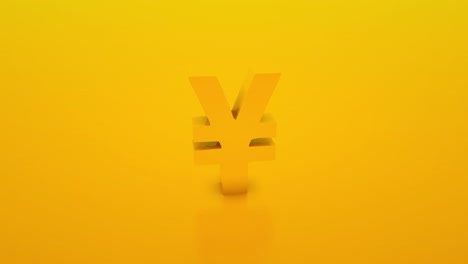 회전하는 엔 기호: 노란색 배경에 고립된 엔 기호, 3d 루프 애니메이션