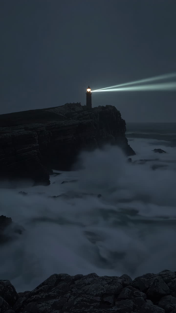 faro en una noche tormentosa