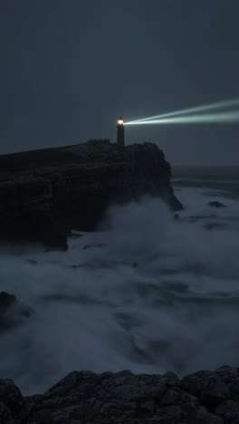 faro en una noche tormentosa