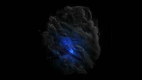 isolated abstract lightning and smoke with turbulent motion, multi-color powder, fog, smoke explosion. alpha channel with black/white matte for post-production, digital composition. 3d render loop