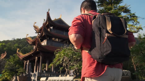 tourist visiting pagoda in vietnam